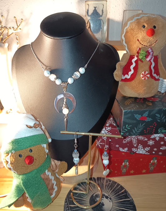 Parure Collier & Boucles d'oreilles "Lune des Douces Révélations"