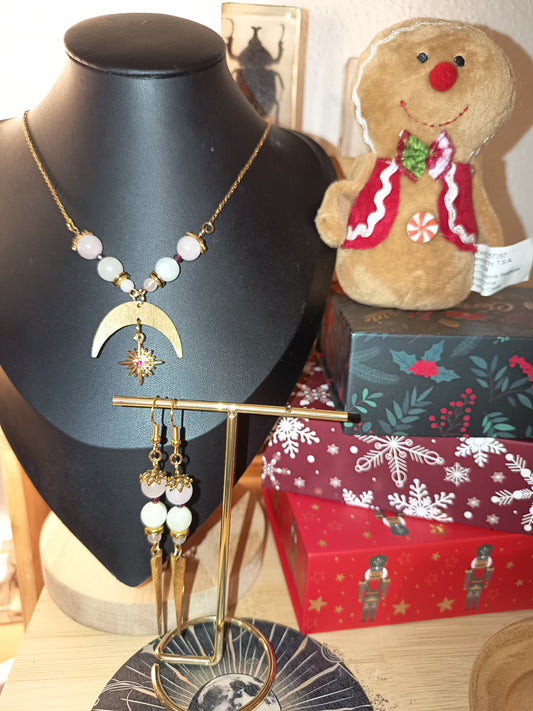 Parure Collier & Boucles d'oreilles "Lune des Douces Révélations"